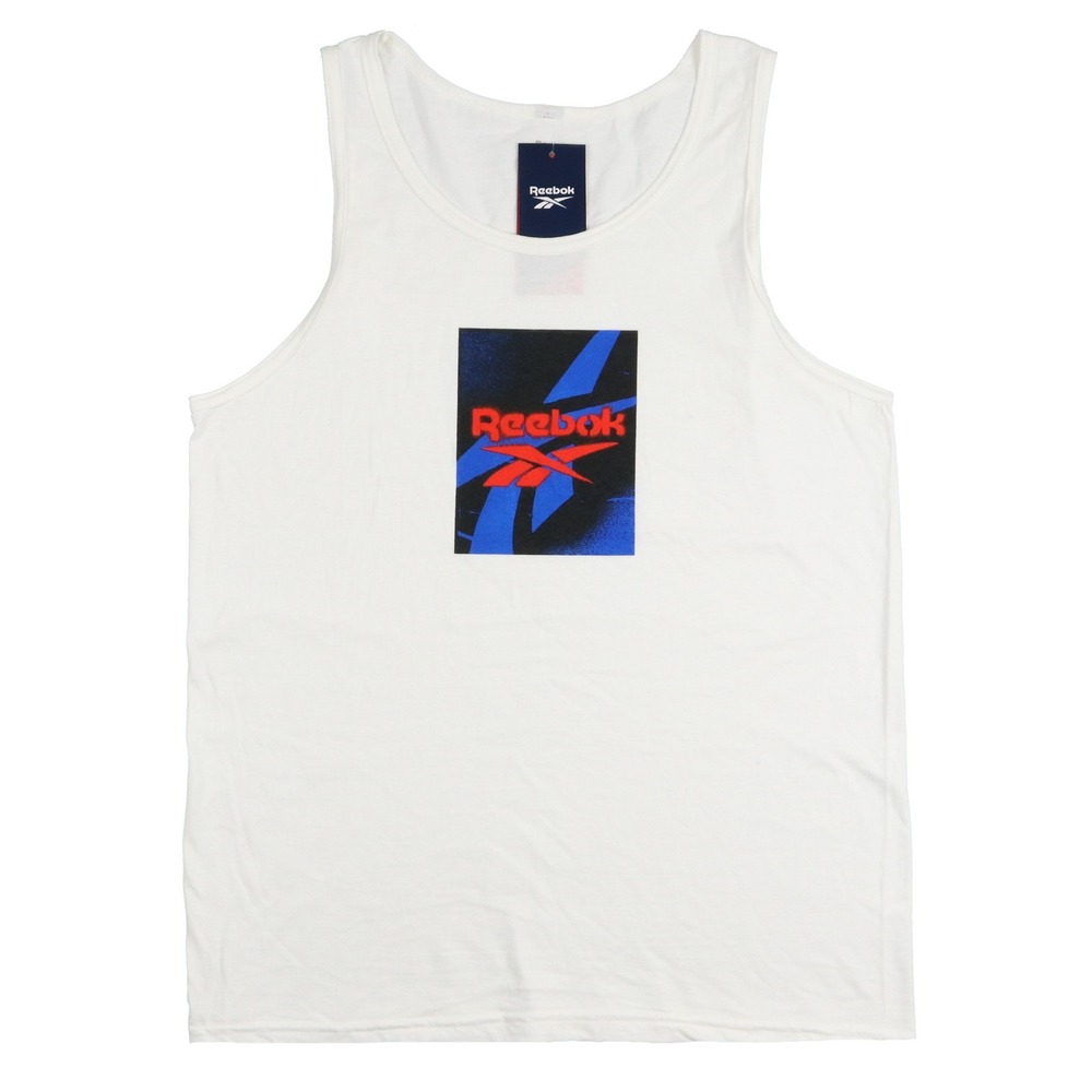 REEBOK Logo Tank Top Mens Small White Red Blue Black 100229612